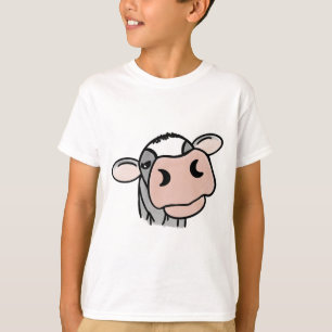 Camiseta vaca de desenho animado preto branco rosa beijo ci