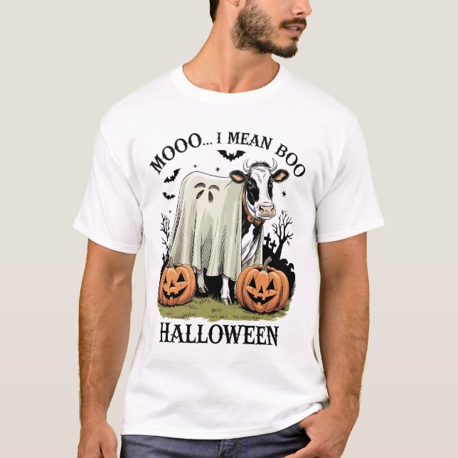 Camiseta Vaca de Fazenda de Halloween Vintage (Frente)