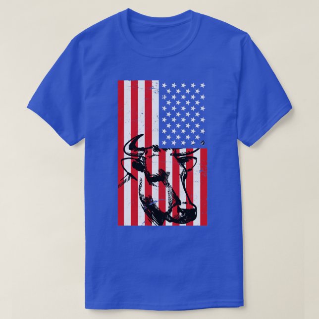 Camiseta Vaca de fazendeiro de presente americano (Frente do Design)