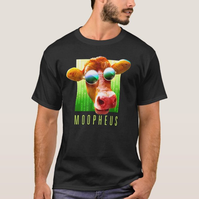 Camiseta Vaca de Ficção Científica Moopheus Matrix (Frente)