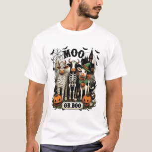 Camiseta Vaca de Halloween Moo ou Boo