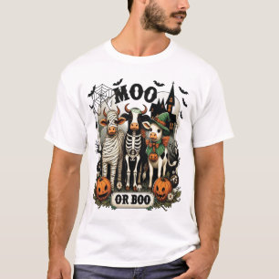 Camiseta Vaca de Halloween Moo ou Boo