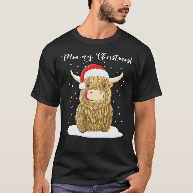 Camiseta Vaca de Highland Escocesa, Wee Hamis de Natal Tris (Frente)