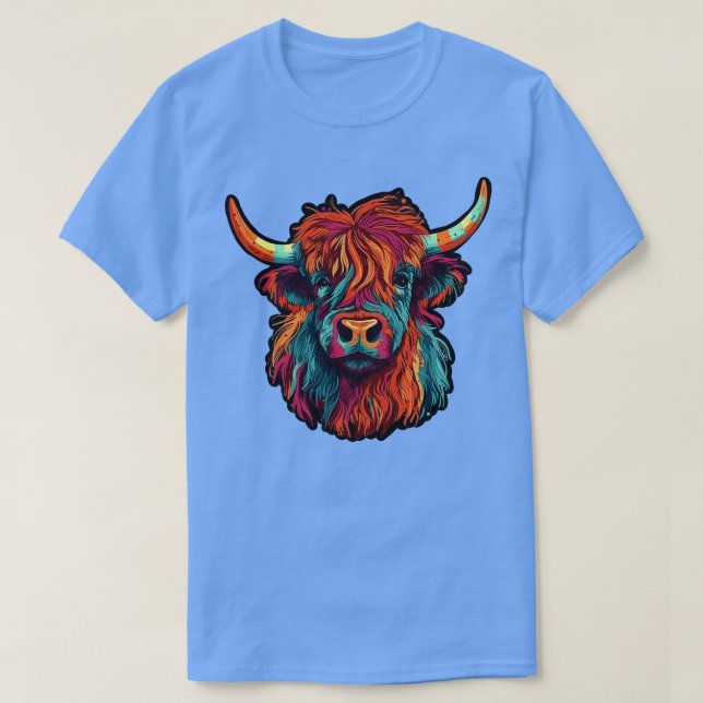 Camiseta Vaca de Highland Scottish Hairy (Frente do Design)