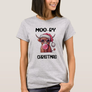 Camiseta Vaca de Higland Escocesa de Natal Moo-ry