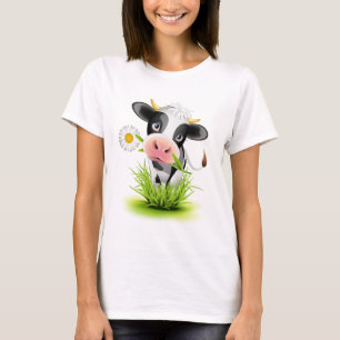 Camiseta Vaca de Holstein na grama