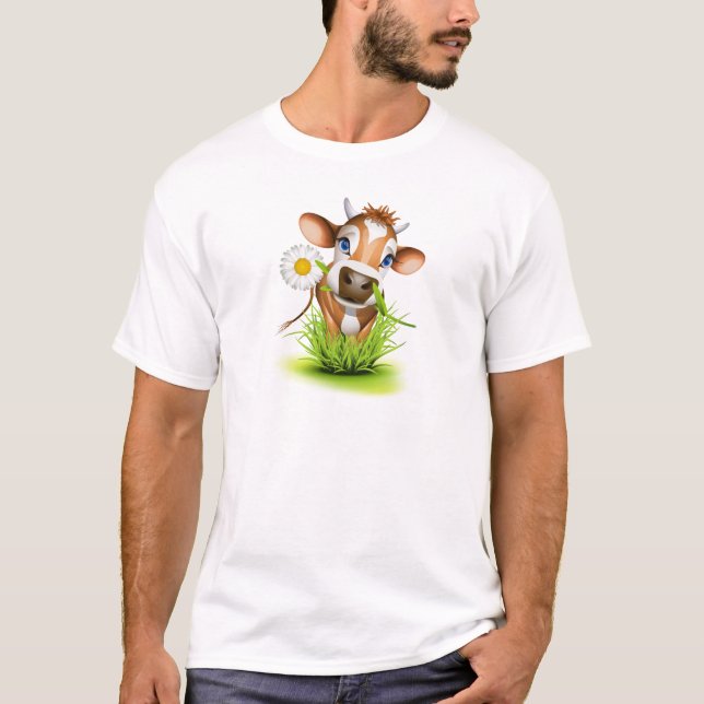 Camiseta Vaca de Jersey na grama (Frente)