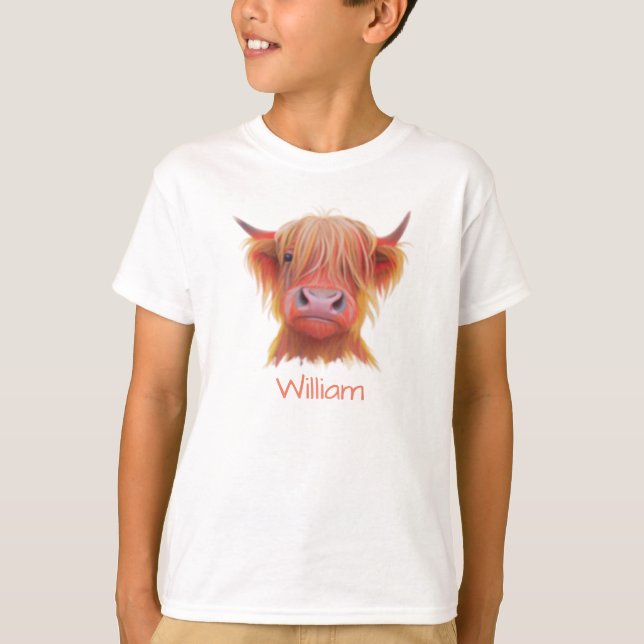 Camiseta Vaca de Leite de Terras Altas da Escócia personali (Frente)