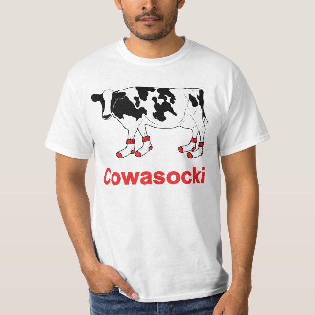 Camiseta Vaca de leite nas meias - vaca de Cowasocki um (Frente)