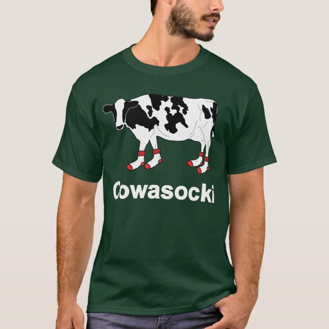 Camiseta Vaca de leite nas meias - vaca de Cowasocki um (Frente)