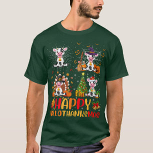 Camiseta Vaca de Natal de Ação de Graças de Halloween Hallo