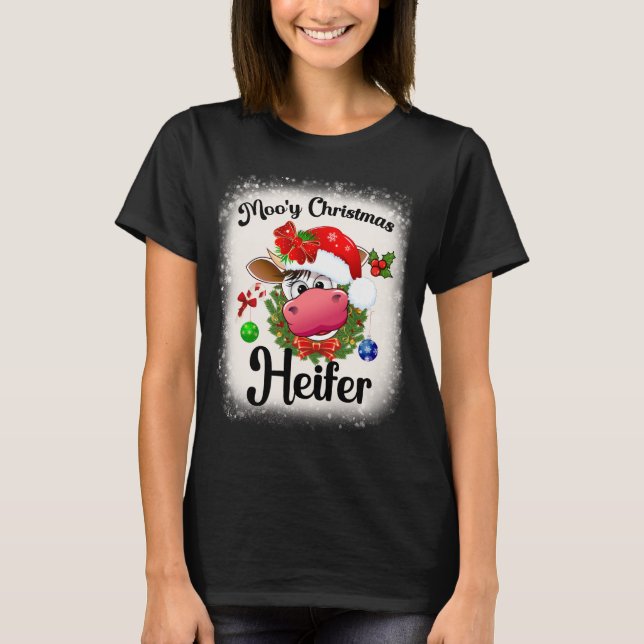 Camiseta Vaca de Natal Engraçada Caros Papais noeis Tragam  (Frente)