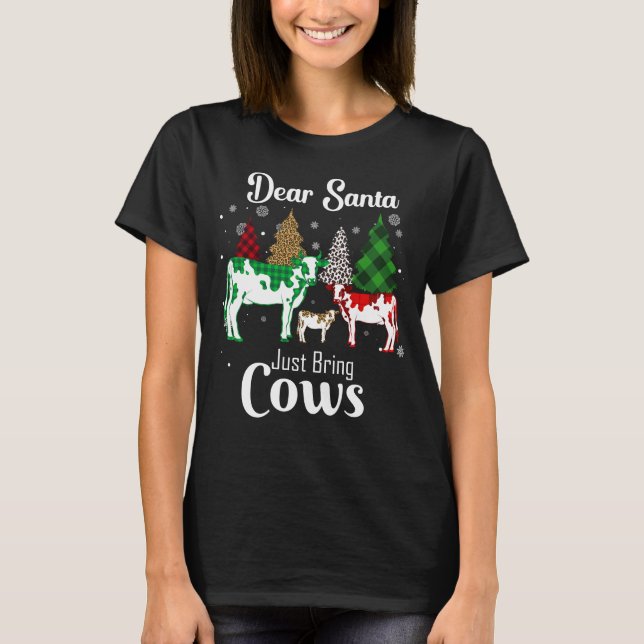 Camiseta Vaca de Natal Engraçada Caros Papais noeis Tragam  (Frente)