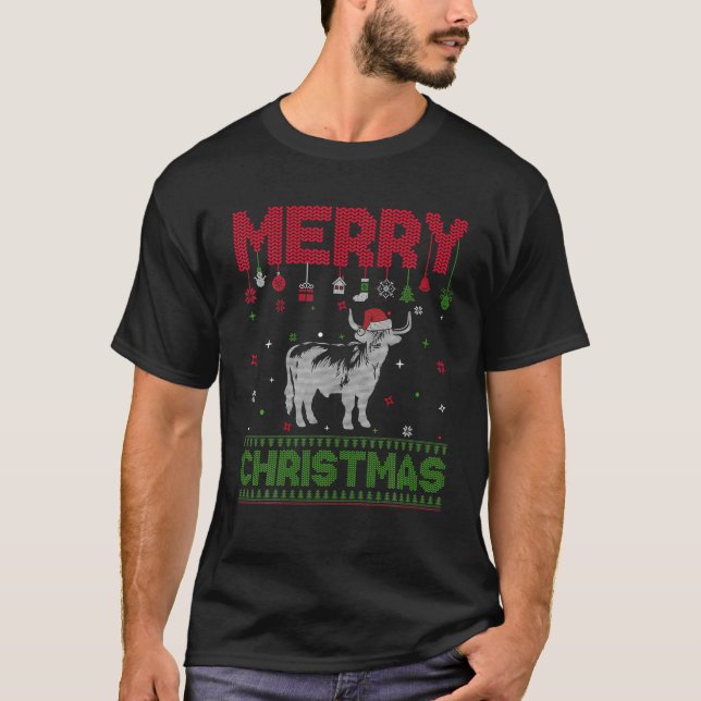 Camiseta Vaca de Natal Engraçada Feriada (Frente)