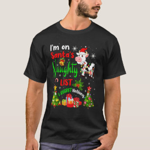Camiseta Vaca de Natal  Estou Na Lista Negra do Papai Noel 