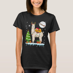 Camiseta Vaca de Natal montando Rena Alpaca Árvore de Natal