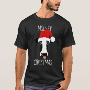 Camiseta Vaca de Natal Moo Ey Divertida Papai Noel