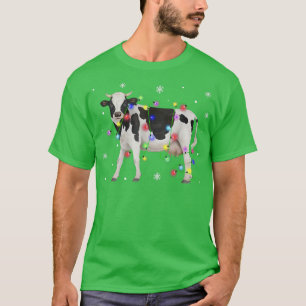 Camiseta Vaca de Natal Vaca de Árvore Clara Vaca Xmas Neve1