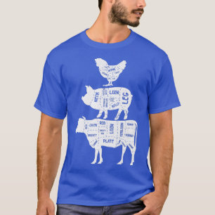 Camiseta Vaca De Suíno De Frango legal E Churrasco De Carne