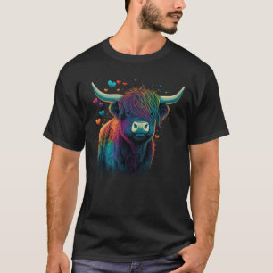Camiseta Vaca Dia de os namorados Colorida de Vaca do Plana