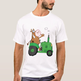 Camiseta Vaca Dirigindo Um Trator