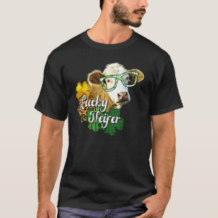 Camiseta Vaca divertida Leão-da-montanha Trevo de quatro fo