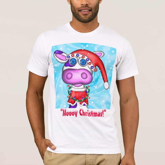 Camiseta Vaca do feriado, de "Natal Moooy! " (Frente)