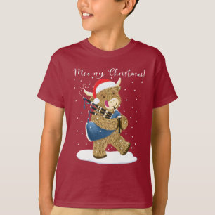 Camiseta Vaca do Land da Escócia brinca de natal