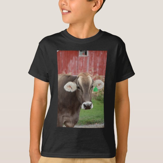 Camiseta Vaca do suíço de Brown (Frente)