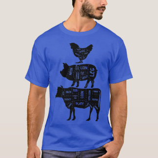 Camiseta Vaca e CHURRASCO de carne de frango legal e carne