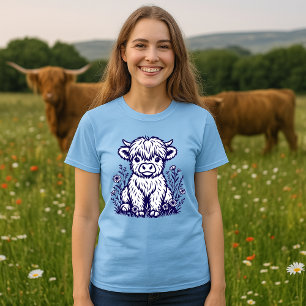Camiseta Vaca e flores selvagens do planalto escocês