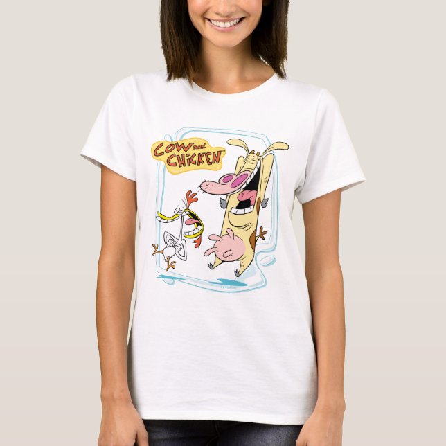 Camiseta Vaca e Galinha Rindo Gráfico (Frente)