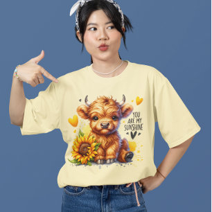 Camiseta Vaca e girassol cultivados em terras altas e em so