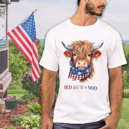 Camiseta Vaca Em 4 De Julho, Patriótica Da Moo Branca Verme