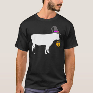 Camiseta Vaca Em Fantasia De Bruxa De Halloween Animal