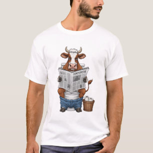 Camiseta Vaca em PNG de toucador, Fazenda engraçado