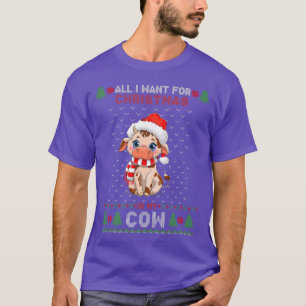Camiseta Vaca Engraçada Ama Vaca Bonita Santa Hat Feia Nata