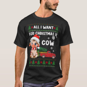 Camiseta Vaca Engraçada Ama Vaca Bonita Santa Hat Feia Nata