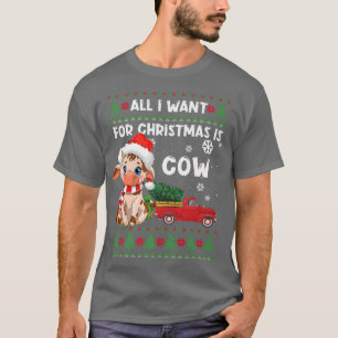 Camiseta Vaca Engraçada Ama Vaca Bonita Santa Hat Feia Nata