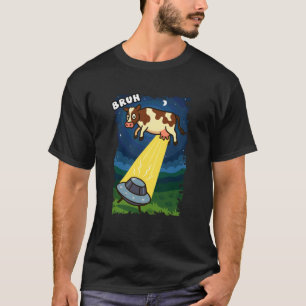Camiseta Vaca Engraçada Amante de Animais Bruh OVNI Alien M