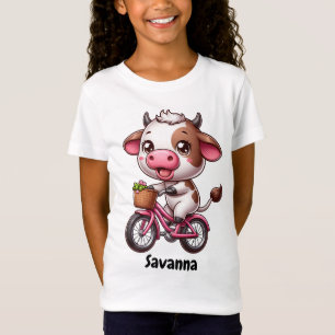 Camiseta Vaca engraçada andando de bicicleta