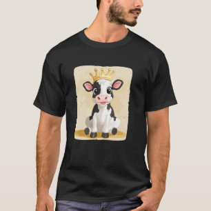 Camiseta Vaca Engraçada com Fantasia de Coroa para Meninos