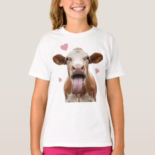 Camiseta Vaca engraçada com língua para fora - Amor por ani