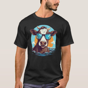 Camiseta Vaca engraçada com óculos de sol para bezerro e to