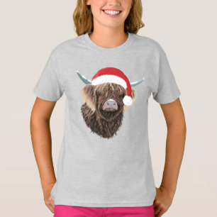 Camiseta Vaca Engraçada Em Highland Vestindo Um Chapéu De N