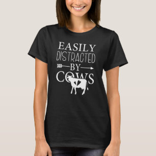 Camiseta Vaca Engraçada Facilmente Distraída Por Vacas Faze
