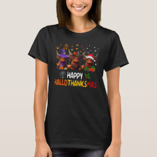 Camiseta Vaca engraçada feliz Hallothanksmas Dia das Bruxas