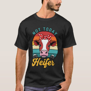 Camiseta Vaca Engraçada Não Hoje Novilha Design Retro Fazen