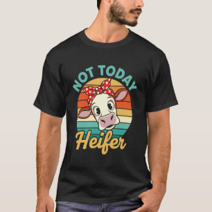 Camiseta Vaca Engraçada Não Hoje Novilha Retro Design Vinta