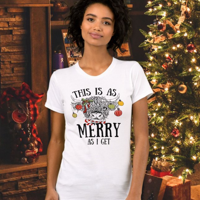 Camiseta Vaca Engraçada nas Terras do Natal (funny highland cow christmas shirt)